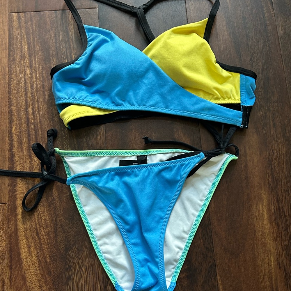Blue and Yellow Bikini Set